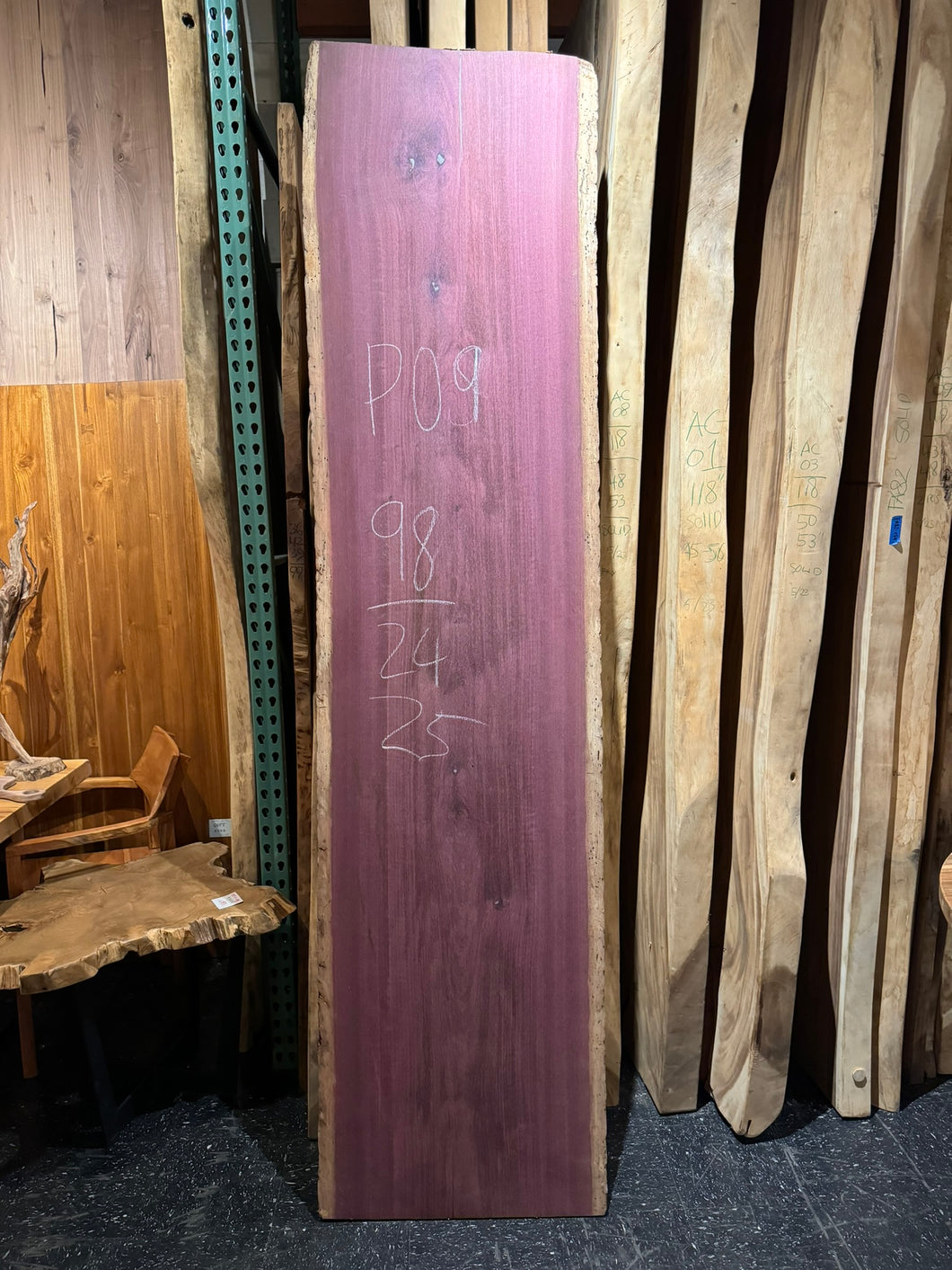 rectangular Live edge purpleheart wood slab for dining table, kitchen table top, desk top, home office table, office table, conference room table, meeting room table, business lounge table