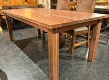 Rectangular walnut dining table with four corner legs