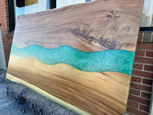 Live edge acacia wood with epoxy river