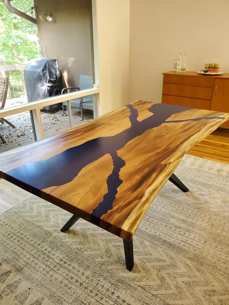 Dark Aacacia wood Epoxy dining table 6 seater – woodysbymille