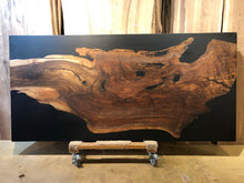 E13 Live edge walnut wood slab dining table top with epoxy 84" x 40"