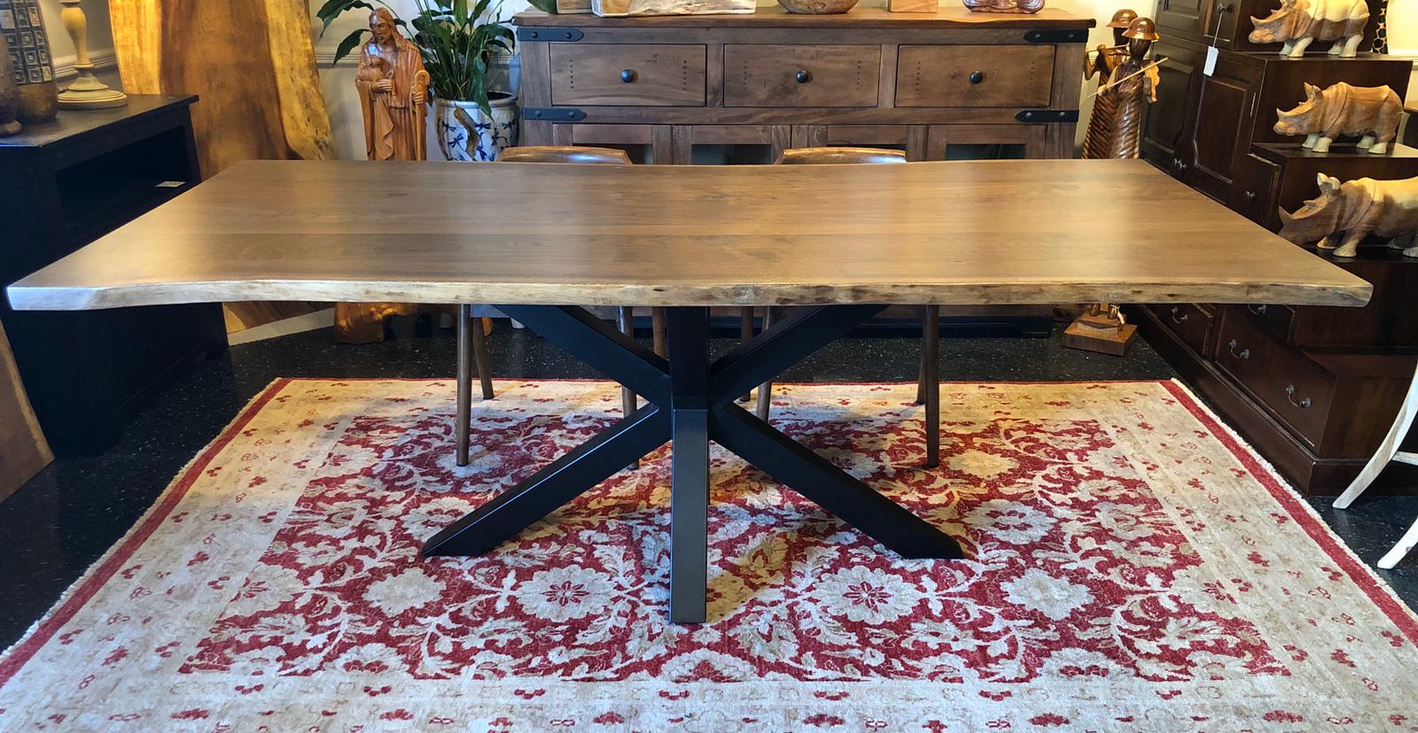 Live Edge Walnut & Glass River Dining Table – Metal-wood-furniture