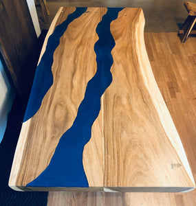 Live edge table with epoxy