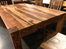 Indian rosewood dining table with corner post legs